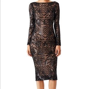 Black and nude Longsleeve Sequin Dress WORN ONCE!